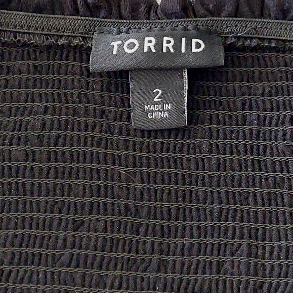 Torrid Off Shoulder Black Embroidered Skater Dress Plus Size 2 - Picture 6 of 9